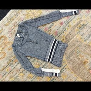 Free People navy and white thermal long sleeve top